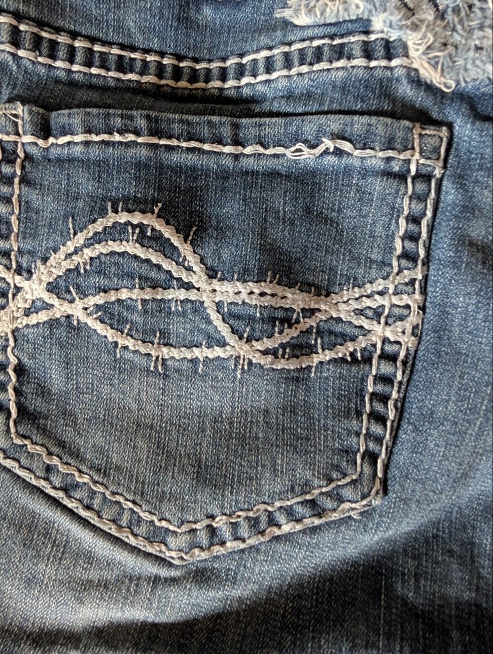 Cowgirl tuff Embroidered Denim Cuffed Shorts - Blue - Picture 9 of 9